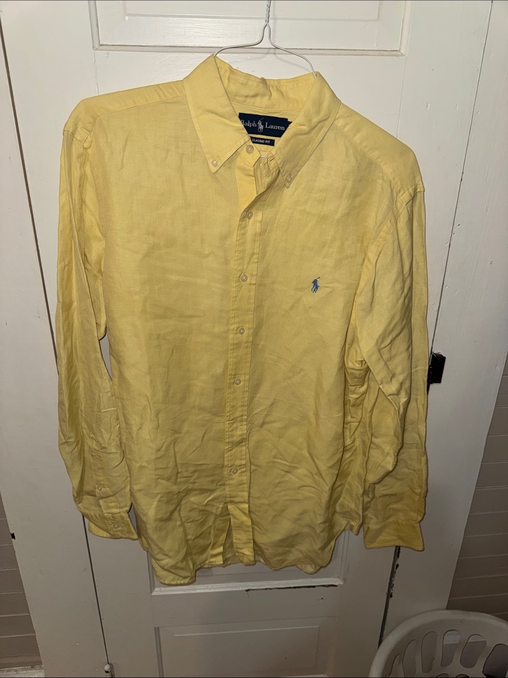 Ralph Lauren Yellow Button-Down Mens Shirt L Y2K